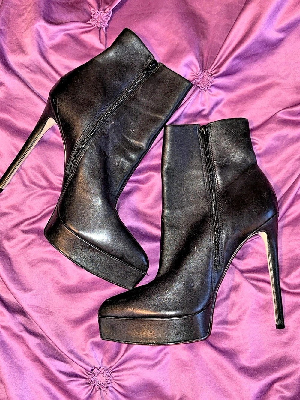 Velena Leather Platform Heeled Boots US 11